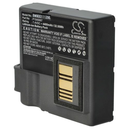 VHBW Akkumulátor  Zebra nyomtatóhoz BTRY-MPP-68MA1-01, P1050667-016, P1040687 - 4400 mAh 7,4 V Li-Ion