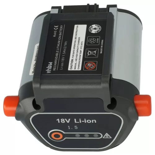 VHBW Lawn Mower Battery Gardena AccuJet Li-18 ComfortCut EasyCut - 1500 mAh 18 V Li-Ion, black