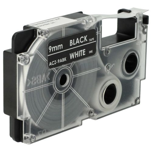 VHBW Casio XR-9ABK Label Tape, 9 mm, White-Black