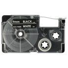 VHBW Casio XR-9ABK Label Tape, 9 mm, White-Black