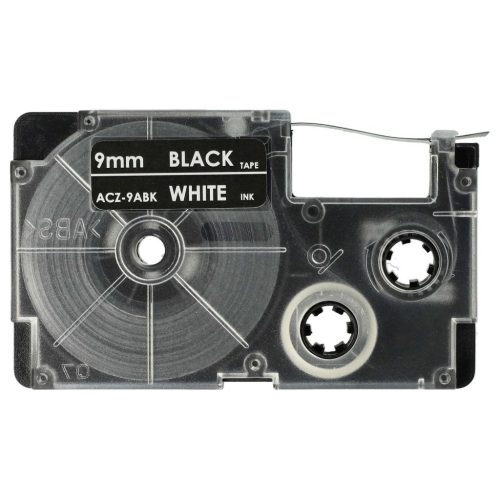 VHBW Casio XR-9ABK Label Tape, 9 mm, White-Black