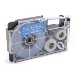 VHBW Casio XR-9ABU Etikettenband, 9 mm, Weiß-Blau