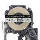 VHBW Epson LC-4TBW Etikettenband, 12 mm, Schwarz-Transparent