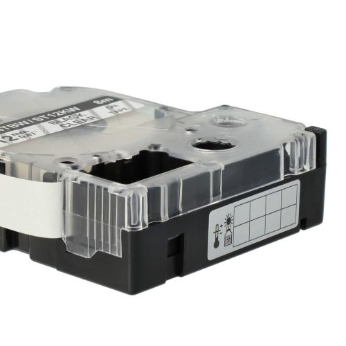 VHBW Epson LC-4TBW Etikettenband, 12 mm, Schwarz-Transparent