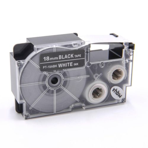 VHBW Casio XR-18ABK1 Etikettenband, 18 mm, Weiß-Schwarz, PET+HARZ