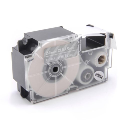 VHBW Casio XR-24AX1 Etikettenband, 24 mm, Weiß-Transparent