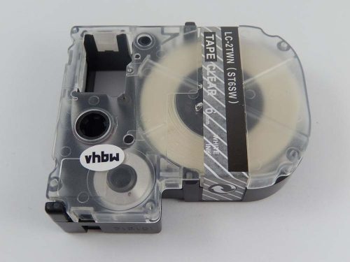 VHBW Epson LC-2TWN Etikettenband - 6 mm, Weiß-Transparent
