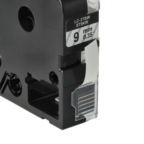 VHBW Epson LC-3TBW Etikettenband, 9 mm, Schwarz-Transparent