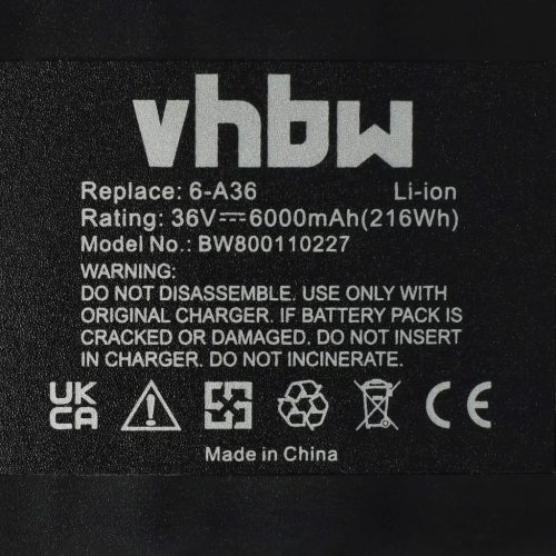 VHBW Battery for Hilti TE6-A36, TE6-ALi, CPC 36V - 6000 mAh 36 V Li-Ion