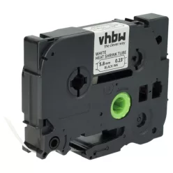VHBW Label Tape Brother HSE-211, 5.8 mm, Black-White