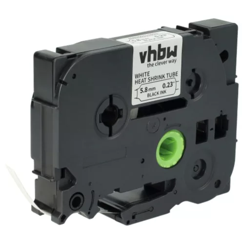 VHBW Label Tape Brother HSE-211, 5.8 mm, Black-White
