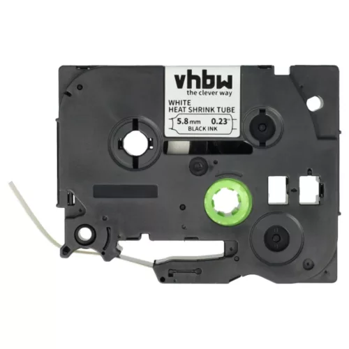 VHBW Label Tape Brother HSE-211, 5.8 mm, Black-White