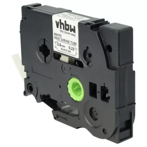 VHBW Label Tape Brother HSE-211, 5.8 mm, Black-White