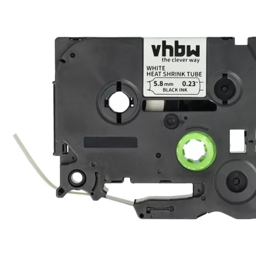 VHBW Label Tape Brother HSE-211, 5.8 mm, Black-White