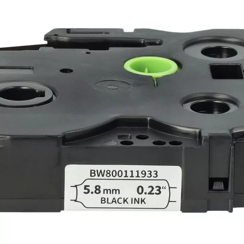 VHBW Label Tape Brother HSE-211, 5.8 mm, Black-White