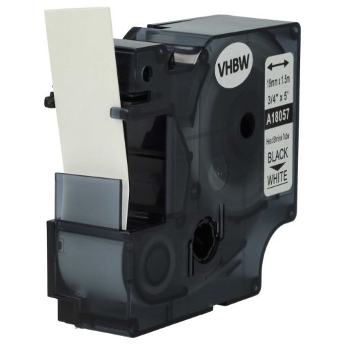 VHBW Dymo 18057 Label Tape, Black-White, Heat Shrink, 19 mm