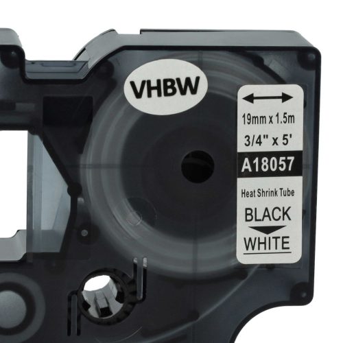 VHBW Dymo 18057 Label Tape, Black-White, Heat Shrink, 19 mm