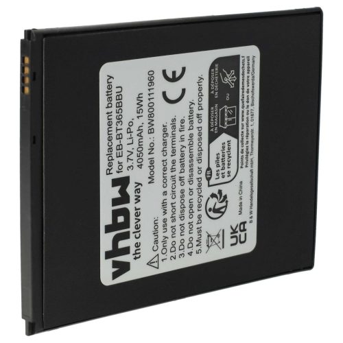 VHBW Tablet Battery for Samsung Galaxy Tab Active, Active 2, Active 2 LTE - 4050 mAh 3.7 V Li-Polymer