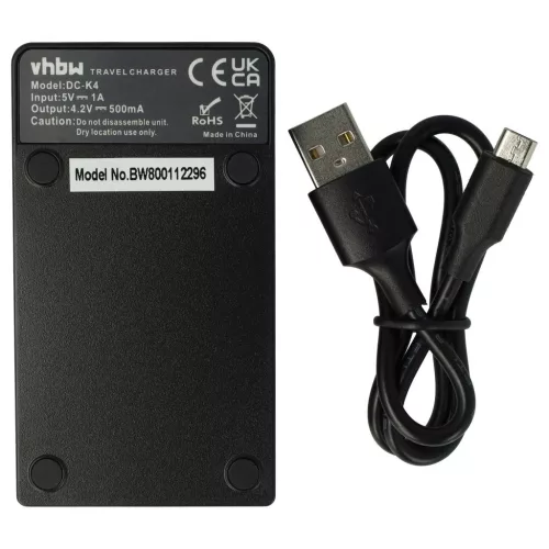 VHBW Battery Charger for Lumix DMC-FH2 Camera etc. - 0.5 A, 4.2 V