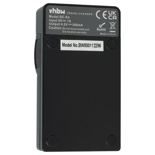 VHBW Battery Charger for Lumix DMC-FH2 Camera etc. - 0.5 A, 4.2 V