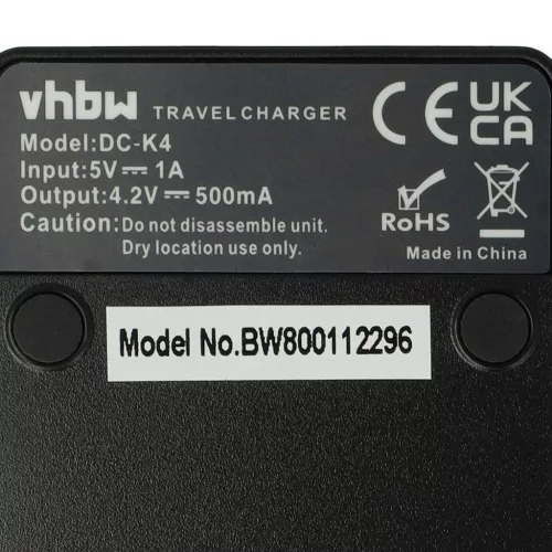 VHBW Battery Charger for Lumix DMC-FH2 Camera etc. - 0.5 A, 4.2 V