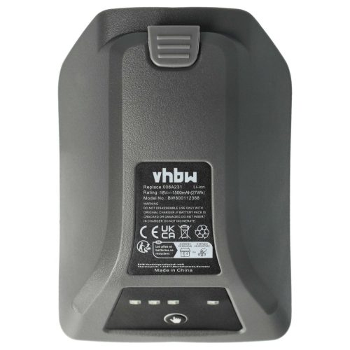 VHBW Elektromos kéziszerszámgép akkumulátor  Gardena 008A231 akkumulátort – 1500 mAh, 18 V, Li-Ion