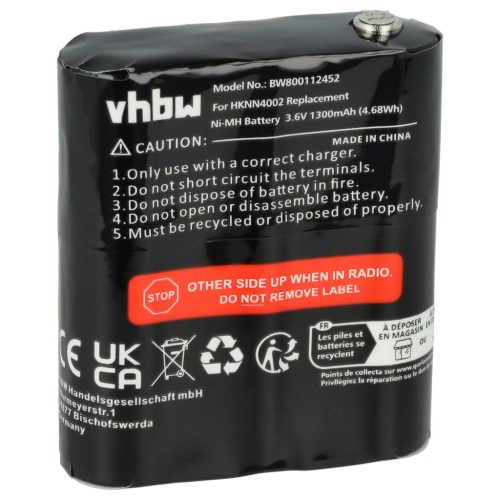 VHBW Radio Akku Motorola FRS-4002A, HKNN4002B, HKNN4002A, 56315, 4002A - 1300 mAh 3,6 V NiMH