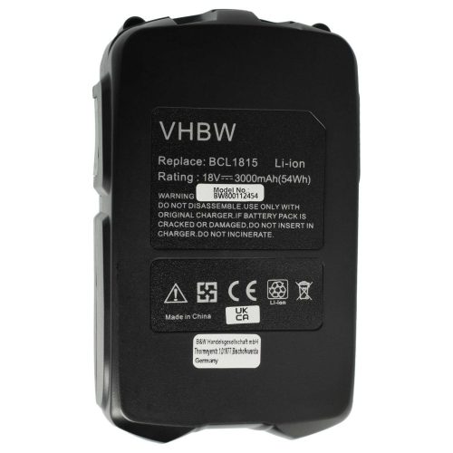 VHBW Elektrowerkzeug Akku Hitachi 327731, 327730, 326241, 326240, BCL 1815 - 3000 mAh, 18 V, Li-Ion