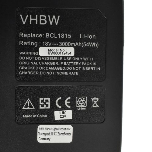 VHBW Elektrowerkzeug Akku Hitachi 327731, 327730, 326241, 326240, BCL 1815 - 3000 mAh, 18 V, Li-Ion