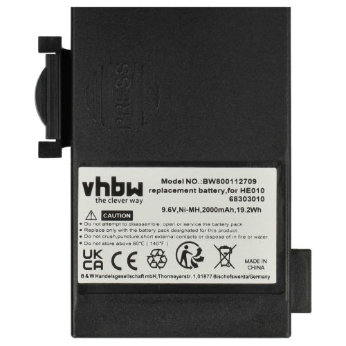 VHBW Rádió Akkumulátor 68303000, 68303010, 6830300, 68303020, HE010 - 2000 mAh 9,6 V NiMH