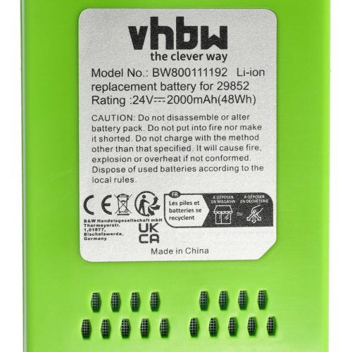 VHBW Electric Tool Battery Alpina 270401020, BT 4024 - 2000 mAh 24 V Li-Ion