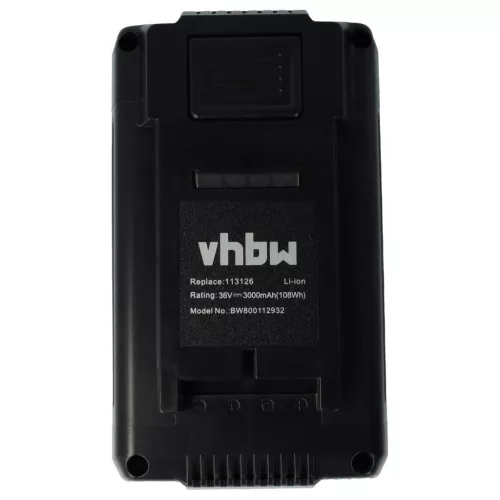 VHBW AL-KO Lawn Mower Battery 113280, 9113280, B150, 113124, 113126 - 3000mAh 36V Li-Ion, Black