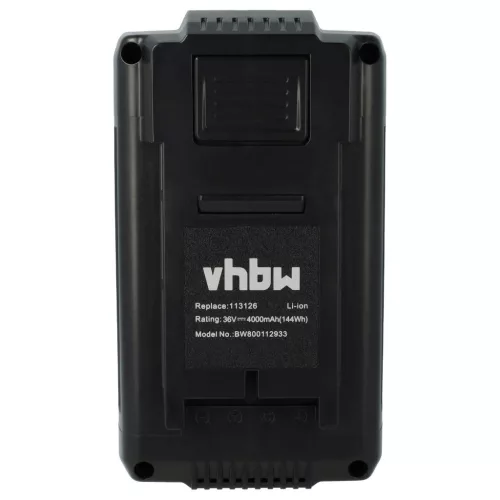 VHBW AL-KO Lawn Mower Battery 113280, 9113280, B150, 113124, 113126 - 4000 mAh 36 V Li-Ion, Black