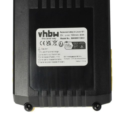 VHBW Electric hand tool battery for Lincoln 1871 – 1500 mAh, 20 V, Li-Ion