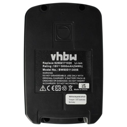 VHBW Electric Power Tool Battery for Fein ABS 18, ASCM 18 and AMM 500 Tools - 18V, Li-Ion, 3000mAh