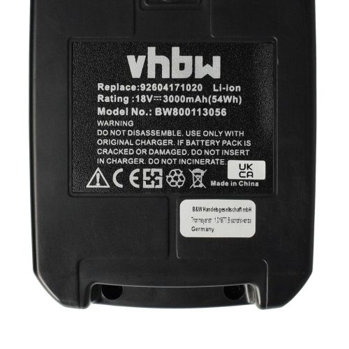 VHBW Electric Power Tool Battery for Fein ABS 18, ASCM 18 and AMM 500 Tools - 18V, Li-Ion, 3000mAh