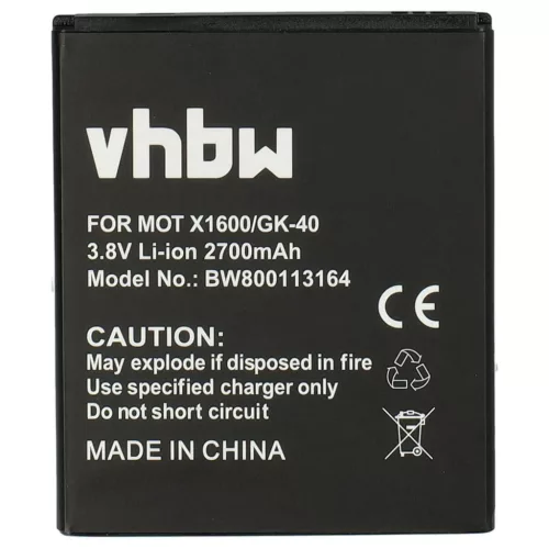 VHBW Mobiltelefon Akku Motorola SNN5976A, GK40, SNN5979A, SNN5977A - 2700 mAh 3,8 V Li-Ion