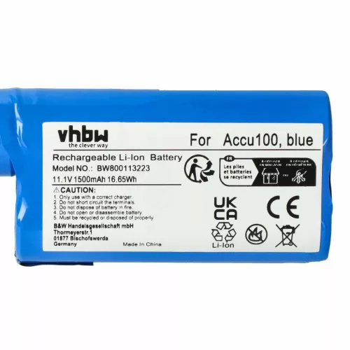 VHBW Lawn Mower Battery Gardena Accu100 - 1500mAh 10.8V Li-Ion, Blue