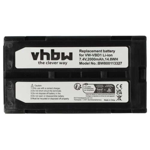 Videokamera akkumulátor Hitachi VM-BPL13, M-BPL30, VM-BPL13J, VM-BPL13A - 2000 mAh 7,4 V Li-Ion