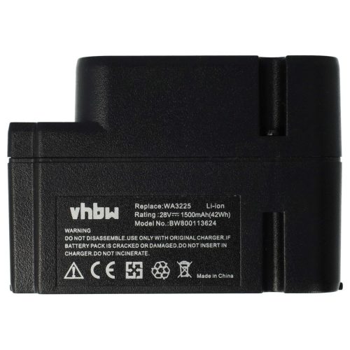 VHBW Lawn Mower Battery Worx WA3226, WA3565, WA3225 - 1500 mAh 28 V Li-Ion, Black - Gardening Tool