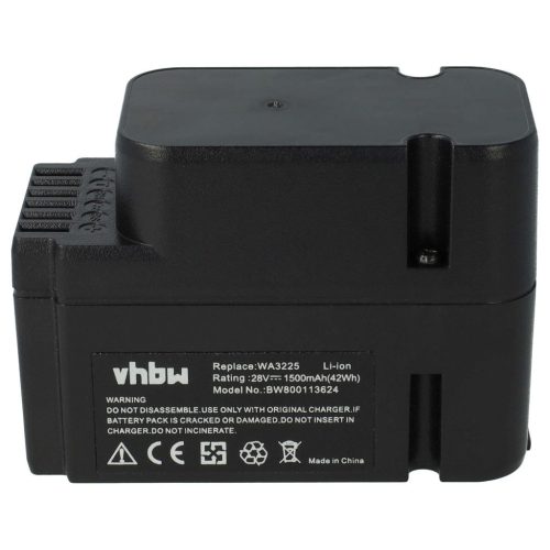 VHBW Lawn Mower Battery Worx WA3226, WA3565, WA3225 - 1500 mAh 28 V Li-Ion, Black - Gardening Tool