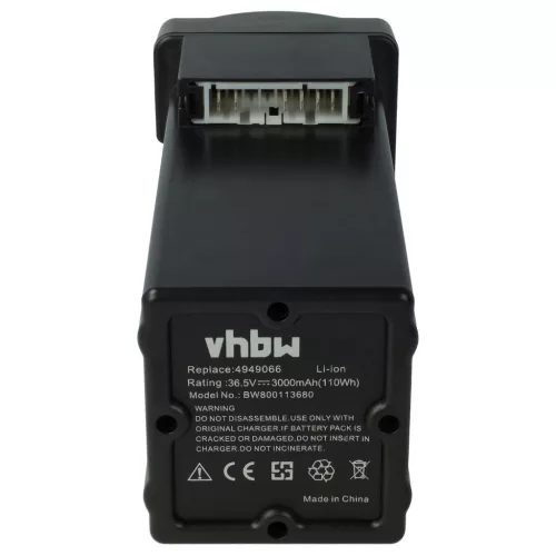 Wolf-Garten Lawn Mower Battery 4949066, 4919096 - 3000mAh 36.5V Li-Ion, Black