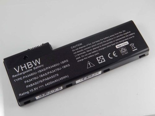 Notebook akkumulátor  Toshiba PA3479U-1BRS, PABAS078, PA3480U-1BRS - 4400 mAh 10,8 V Li-Ion, fekete