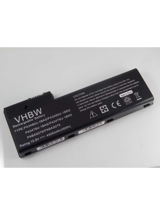 Notebook akkumulátor  Toshiba PA3479U-1BRS, PABAS078, PA3480U-1BRS - 4400 mAh 10,8 V Li-Ion, fekete