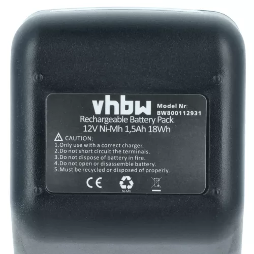 VHBW Battery Gesipa 70291510061 Blind Rivet Gun - 1500 mAh 12 V NiMH