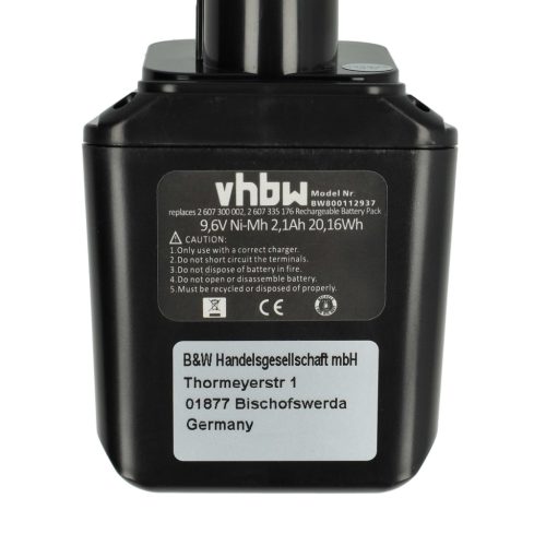 VHBW Electric Tool Battery Bosch 2607335012, 2607300002, 26073000002 - 2100 mAh 9.6 V NiMH