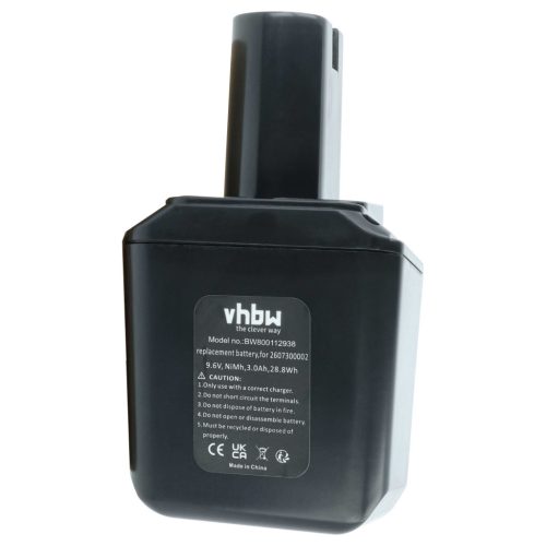 VHBW Electric Tool Battery Bosch 26073000002, 2 607 3000 002, 2607300002 - 3000 mAh 9.6 V NiMH