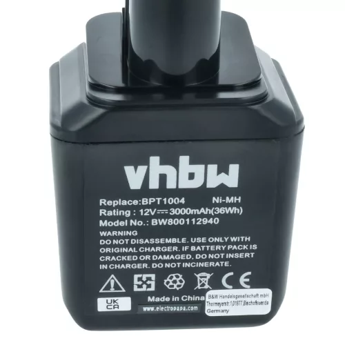 VHBW Electric Tool Battery Bosch 2 607 335 180, 2 607 335 021 - 3000 mAh 12 V NiMH
