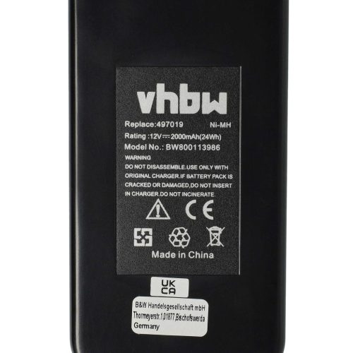 VHBW Electric power tool battery for Festool C12, T12+3 and BPS12C drills - 12V, Ni-MH, 2000mAh