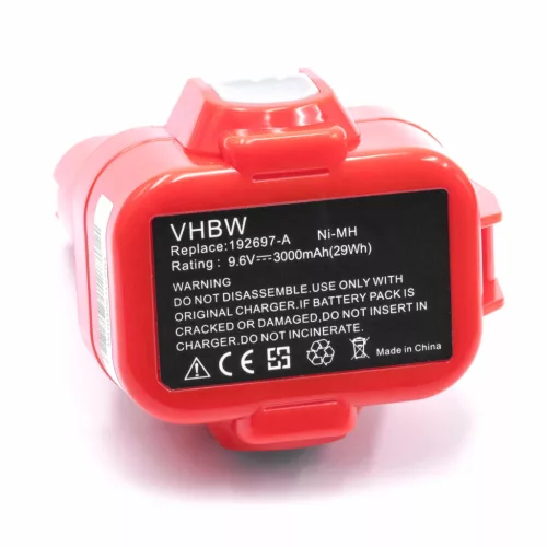 VHBW Electric Tool Battery Makita 192321-5, 192404-1, 192019-4, 192534-8 - 3000 mAh 9.6 V NiMH